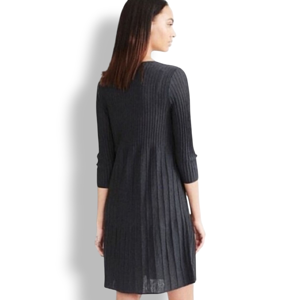 Eileen Fisher Italian Wool Ribbed Scoop Neck Dress - Picture 5 of 10